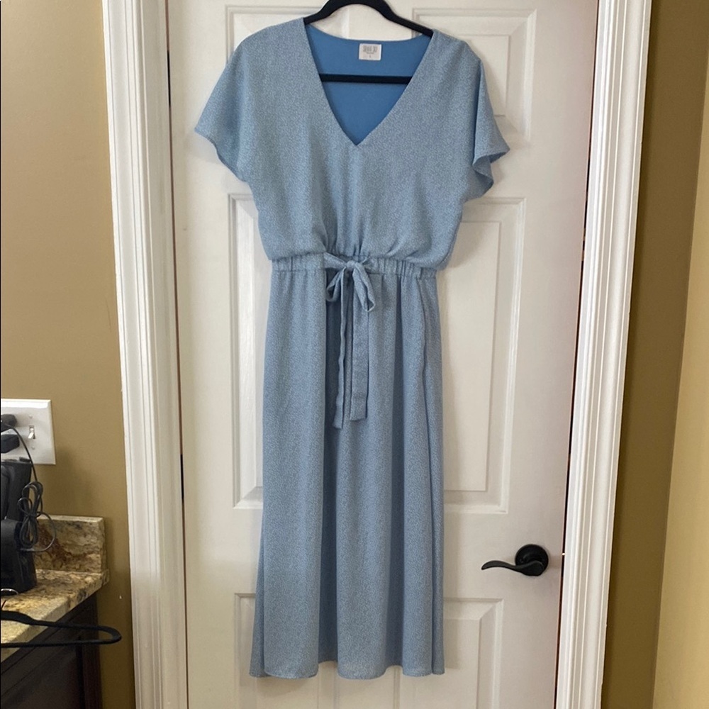 Sienna Sky Blue Flutter Sleeve V-Neck Sundress